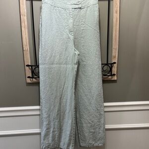 Chic Mint color Wide-Leg Trousers 100% linen  Small